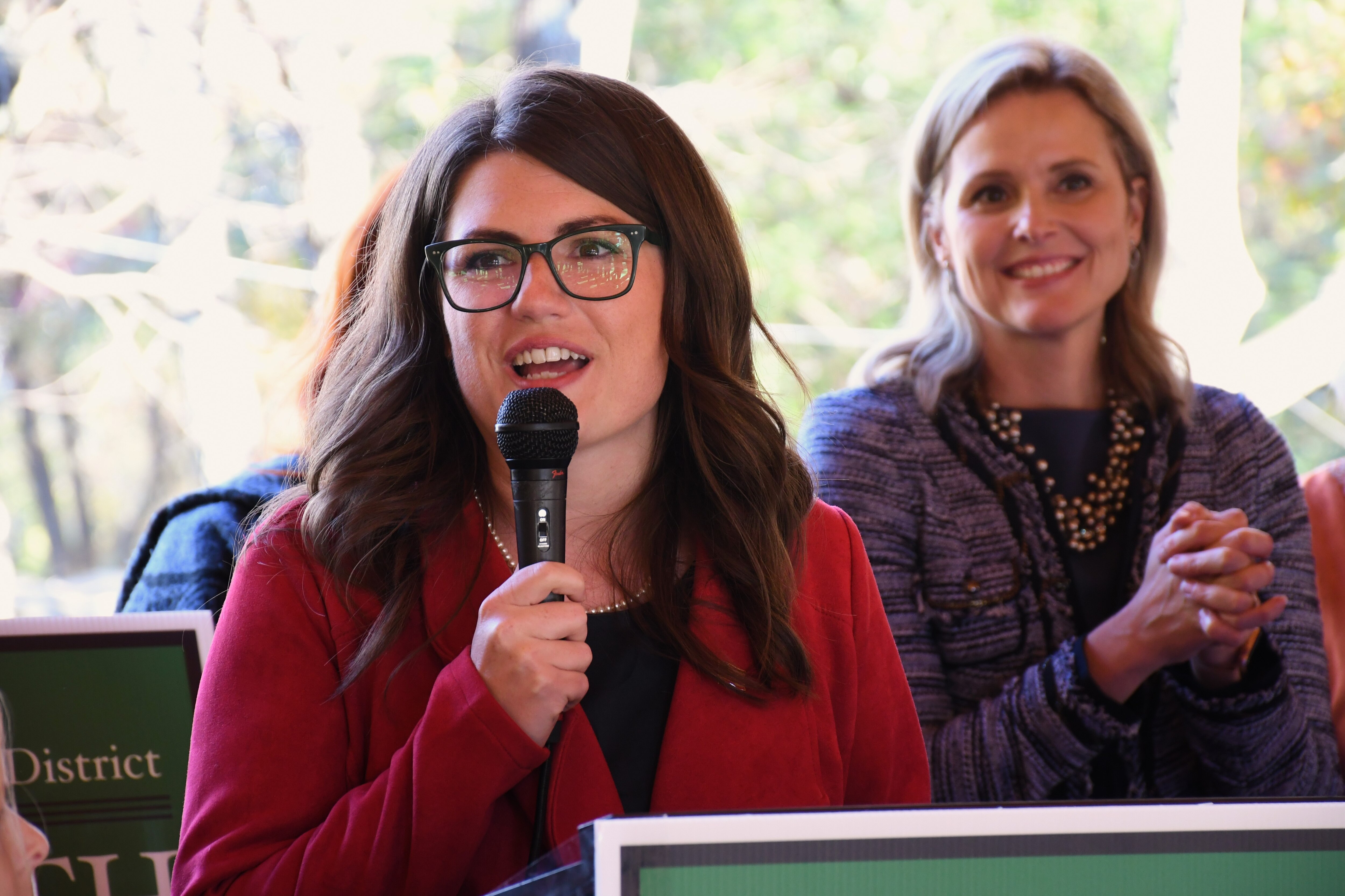 Democratic state Sen. Sarah Elfreth launches her campaign for the 3rd Congressional District at a park along Back Creek in Annapolis on Saturday, Nov. 4, 2023. Longtime U.S. Rep. John Sarbanes recently announced he won't run for re-election in 2024.