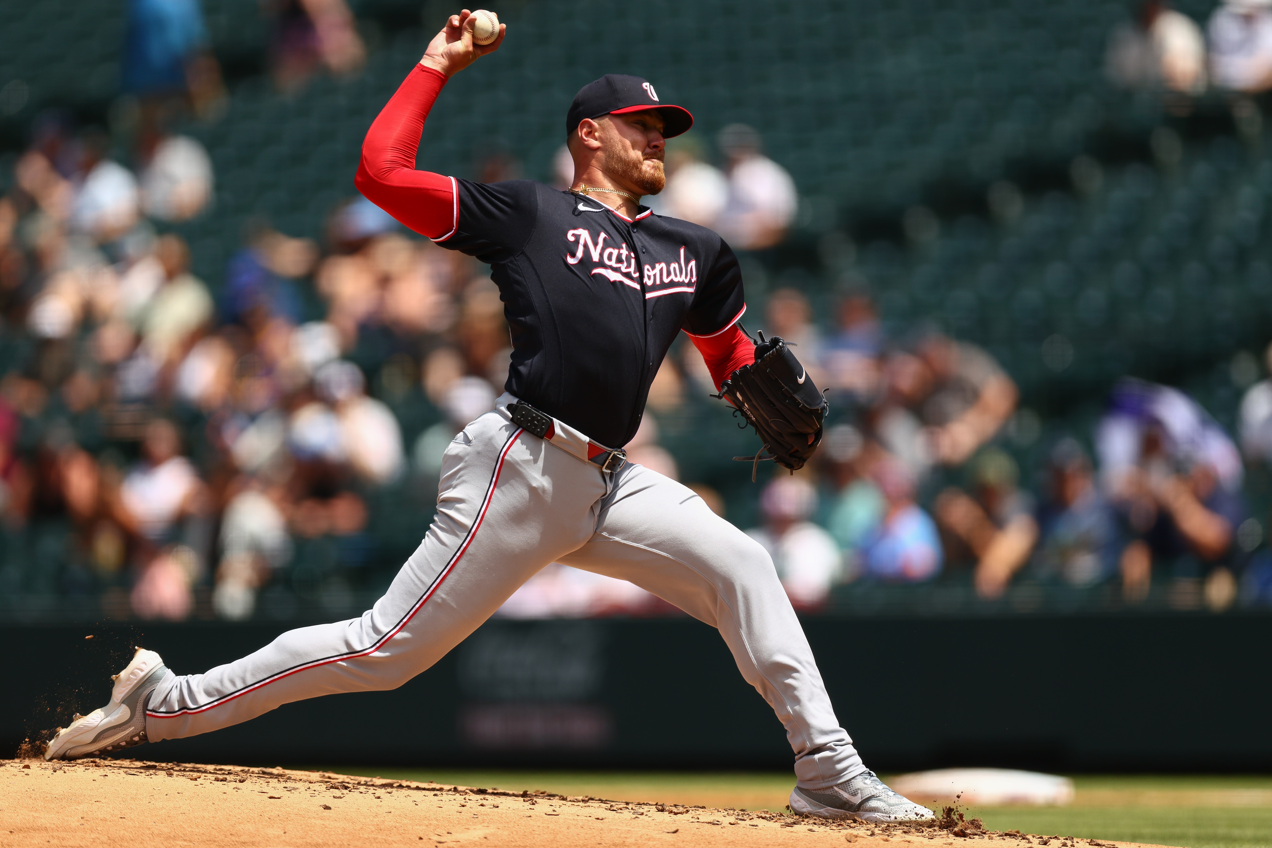 Cade Cavalli struck out eight and allowed four hits and two walks in six innings Wednesday as the Nationals beat the Rockies 8-0.