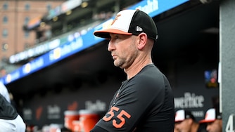 Orioles manager Craig Albernaz watches during the second inning of Tuesday night's game against the Seattle Mariners.
