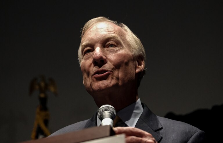 Maryland gubernatorial candidate Peter Franchot speaks with supporters during a primary night watch party on July 19, 2022 in Bowie, Maryland. Peter Franchot is competing against Wes Moore and Tom Perez in the Democratic primary for governor.
