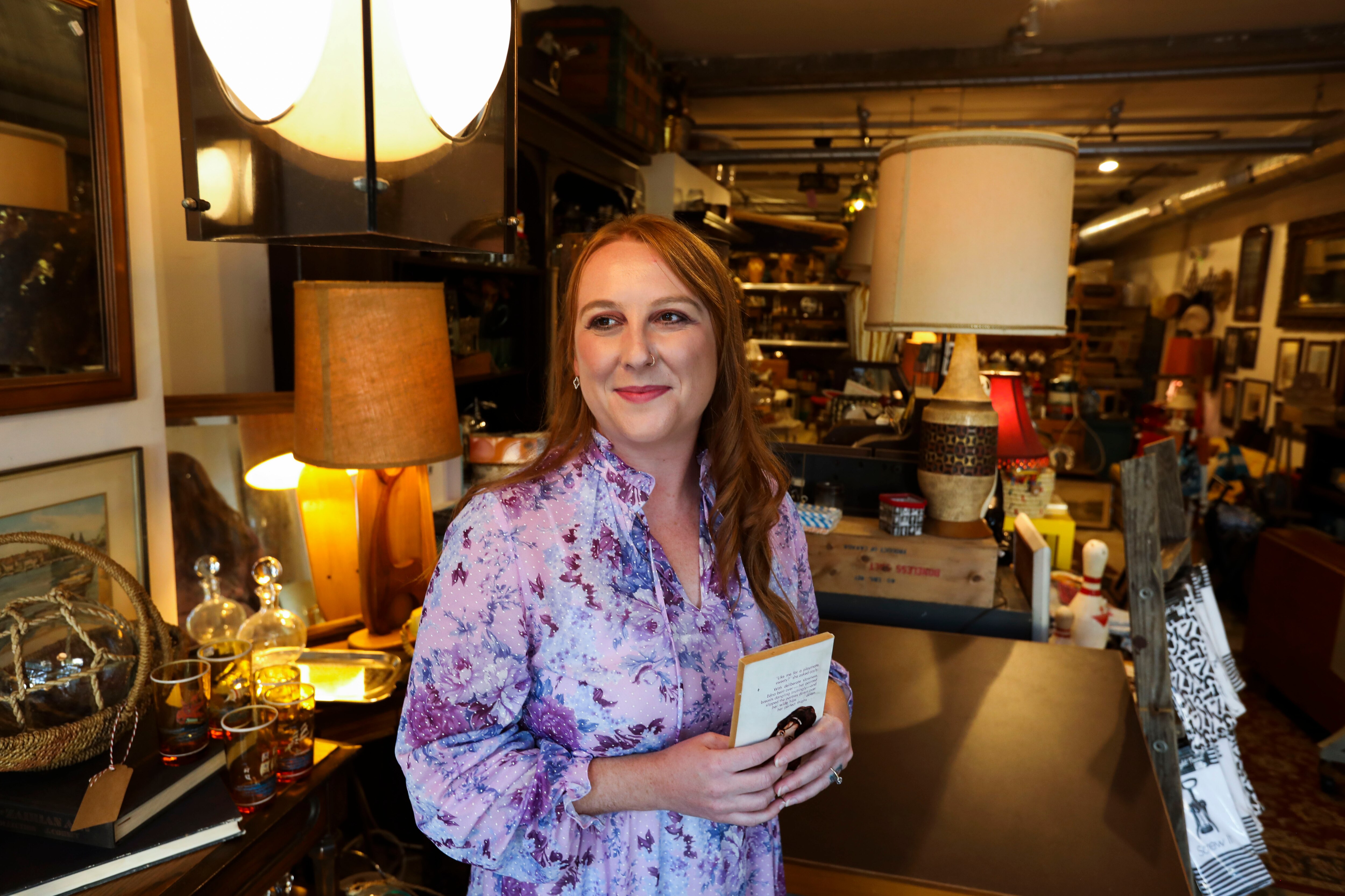 Jocelyn Broadwick has entertained people with her readings of steamy pulp novels from the 1950’s and 60’s for the past four years. She hosts her readings at Rust n’ Shine, a Highlandtown vintage store. The raunchy reads are kept in the bathroom.