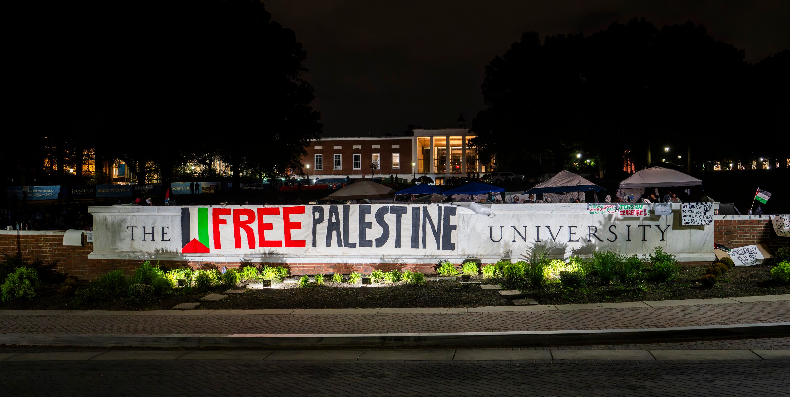 Last spring, protestors created an encampment at Johns Hopkins University Homewood Campus at a grassy area called “The Beach.” They pitched tents and created signs in honor of Palestine.