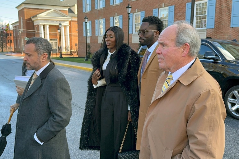 Wendy and Eddie Osefo leave Carroll County Circuit Court in Westminster, Maryland on Friday after a hearing in relation to insurance fraud charges.