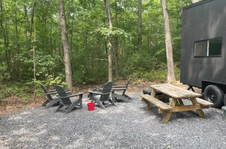 Our front yard for four days consisted of trees and a campfire. It was shockingly luxurious.