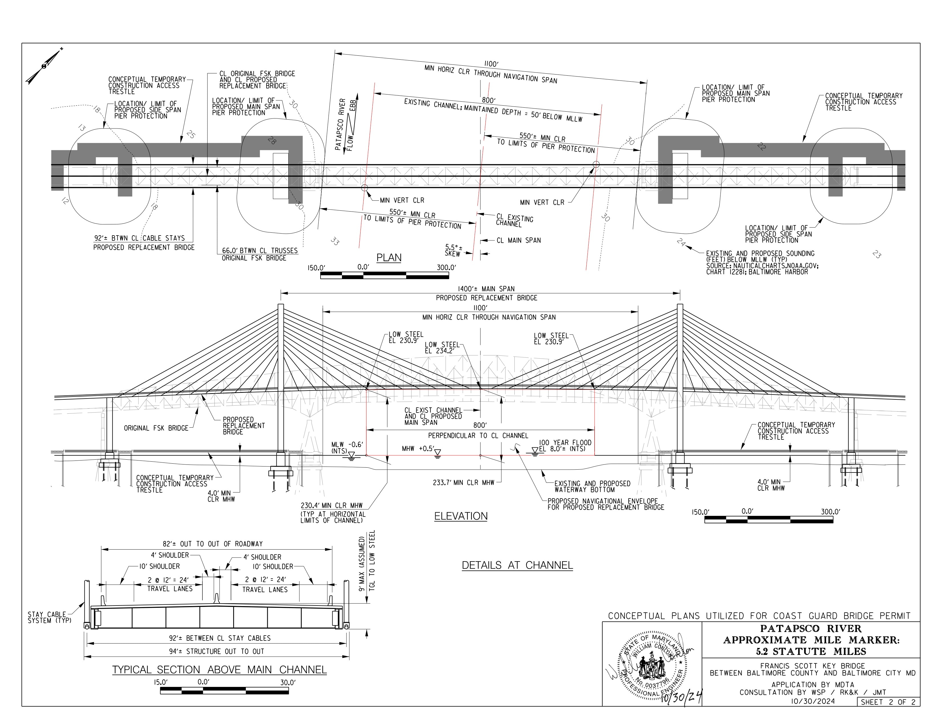 A preliminary design of the Francis Scott Key bridge replacement.