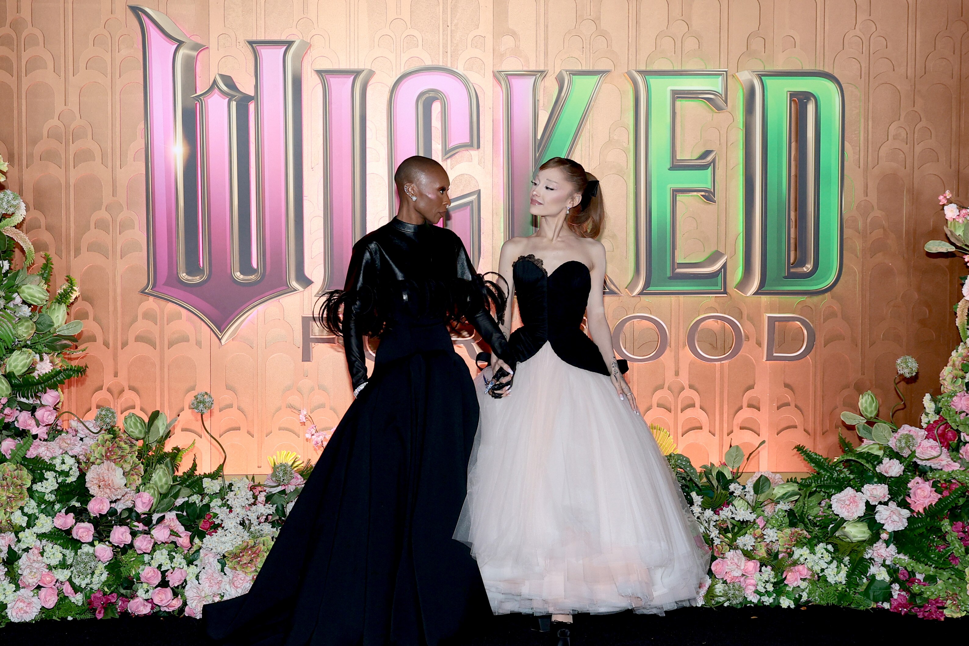 NEW YORK, NEW YORK - NOVEMBER 17: Cynthia Erivo, left, and Ariana Grande attend as Universal Pictures proudly presents the WICKED FOR GOOD US Premiere on November 17, 2025 in New York City.