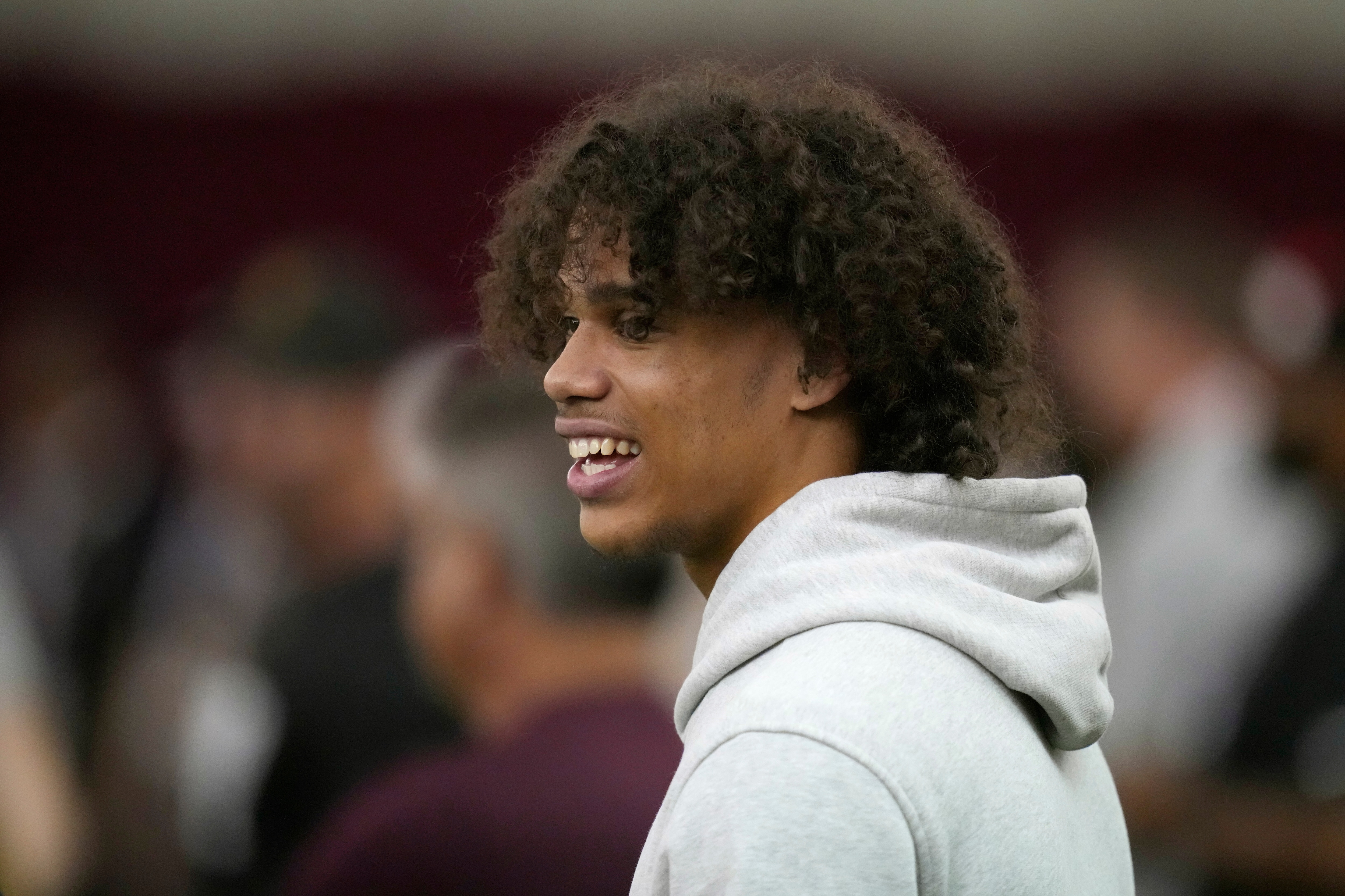 Arizona State wide receiver Jordyn Tyson watches teammates during the school's pro day on March 27.