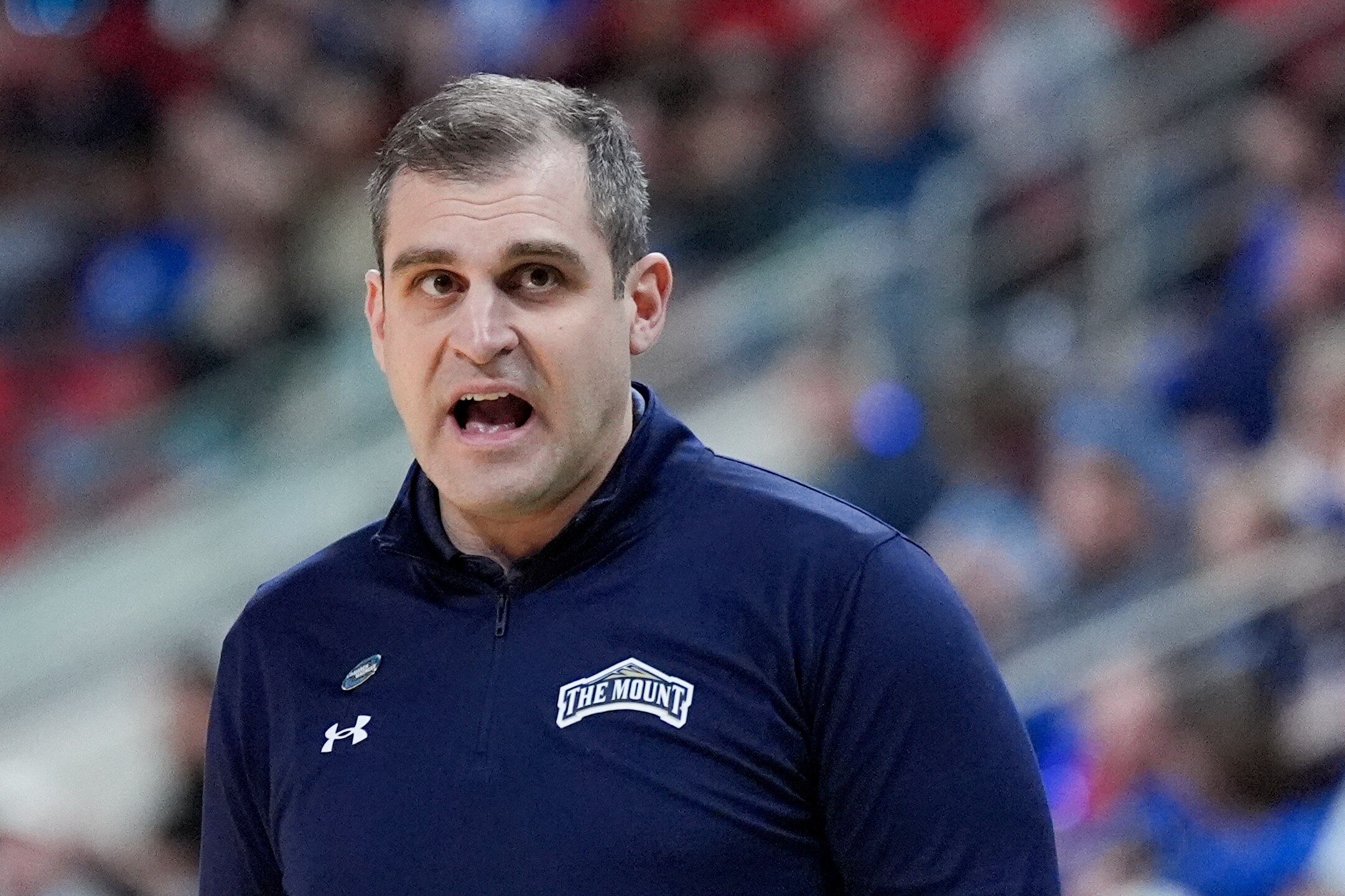 Mount St. Mary's head coach Donny Lind watches during the second half against Duke in the first round of the NCAA tournament.