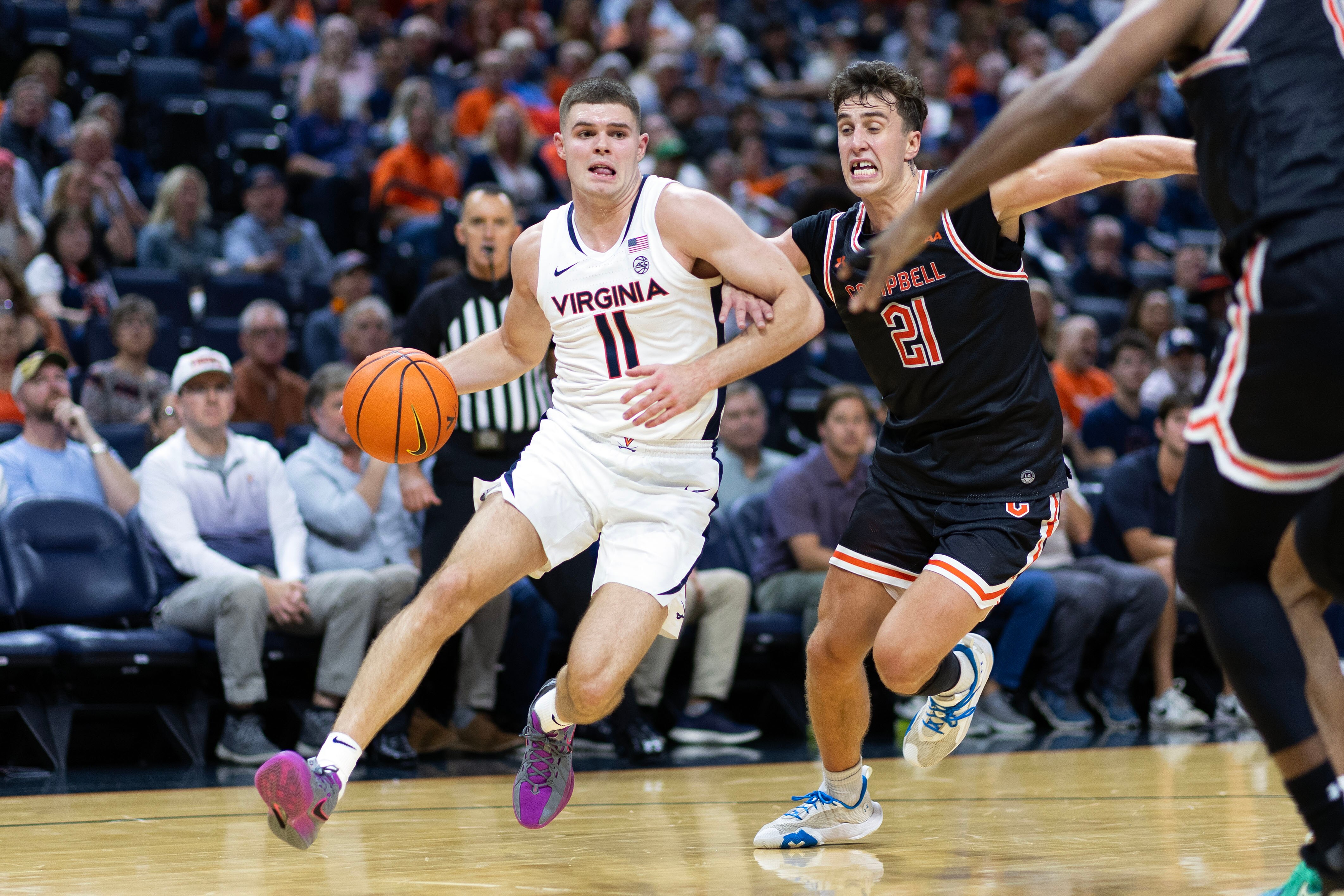 Virginia’s Isaac McKneely, pictured against Campbell, led the Cavaliers past Villanova in Baltimore on Friday.