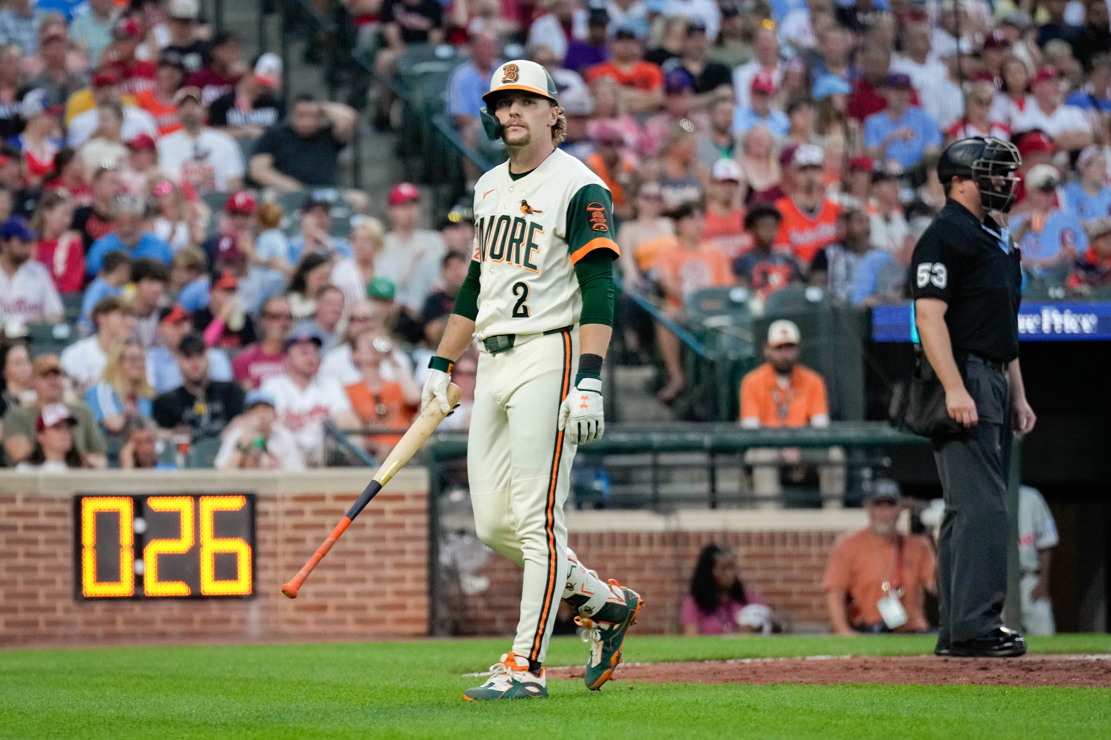 Orioles shortstop Gunnar Henderson is hitting .200 with no outs in the inning this season.