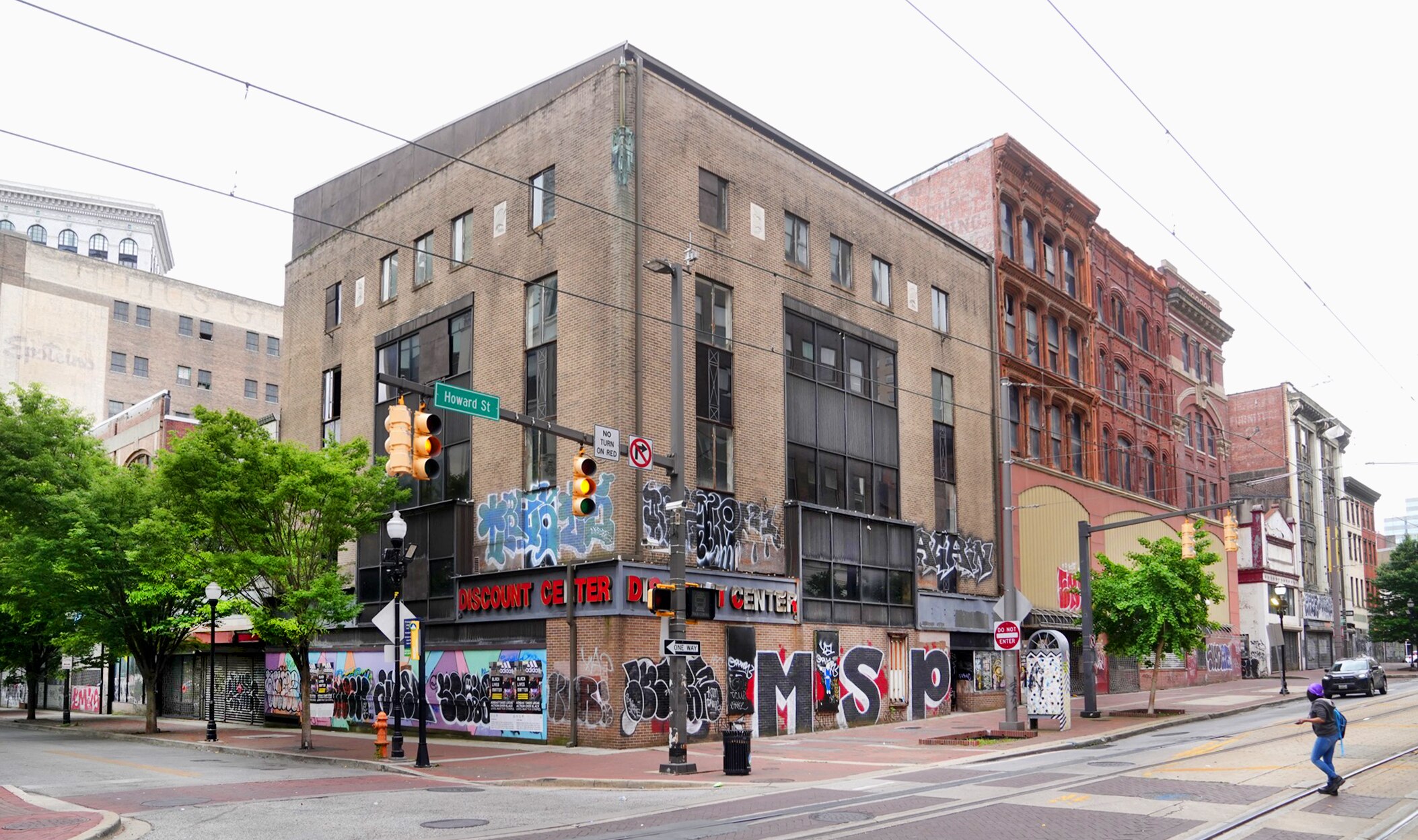 Buildings around N. Howard St. in Baltimore, Tuesday, May 9, 2023.