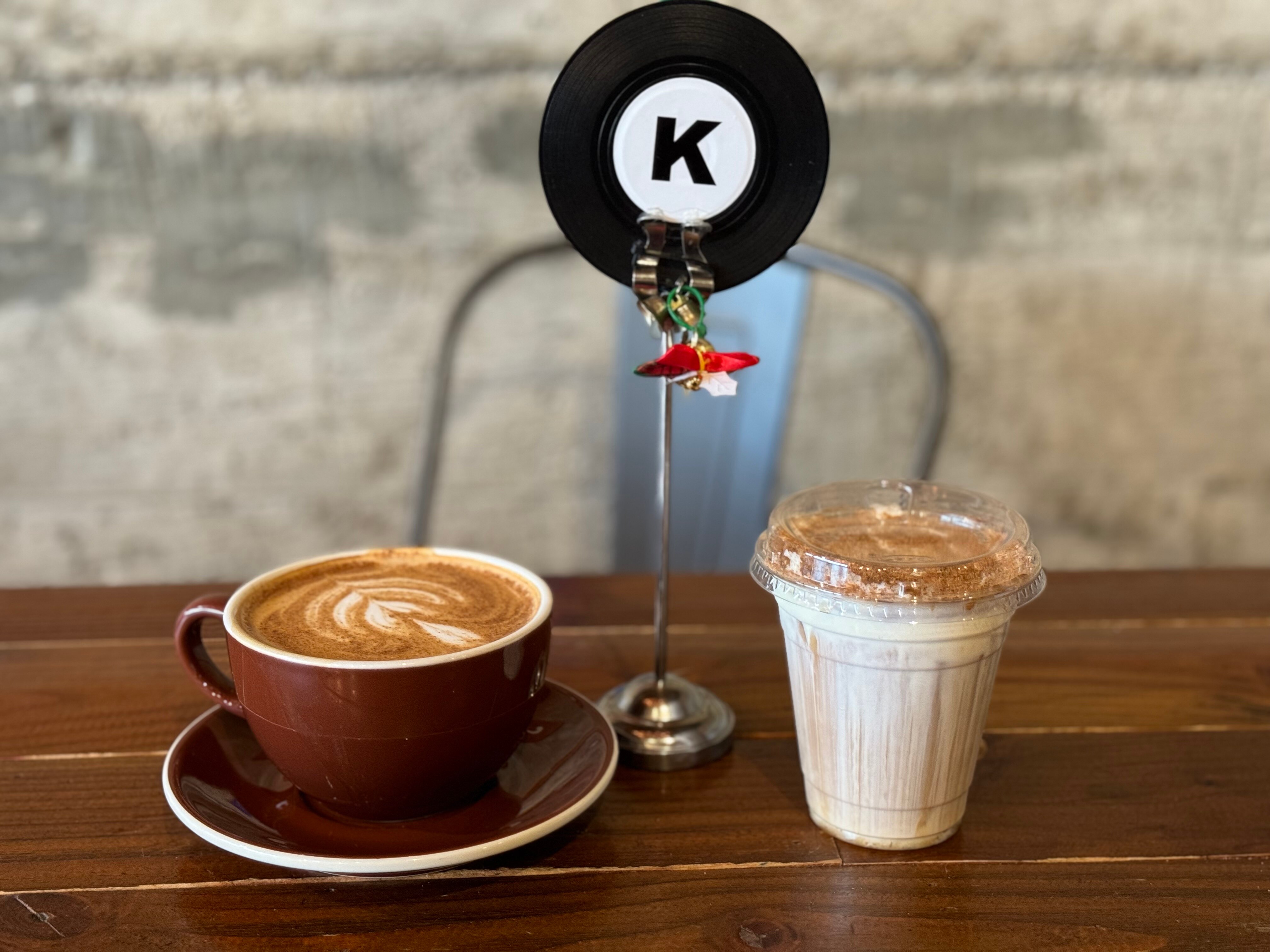 Pumpkin spice latte and sweet cream pumpkin cold brew at Cafe June in Ellicott City.