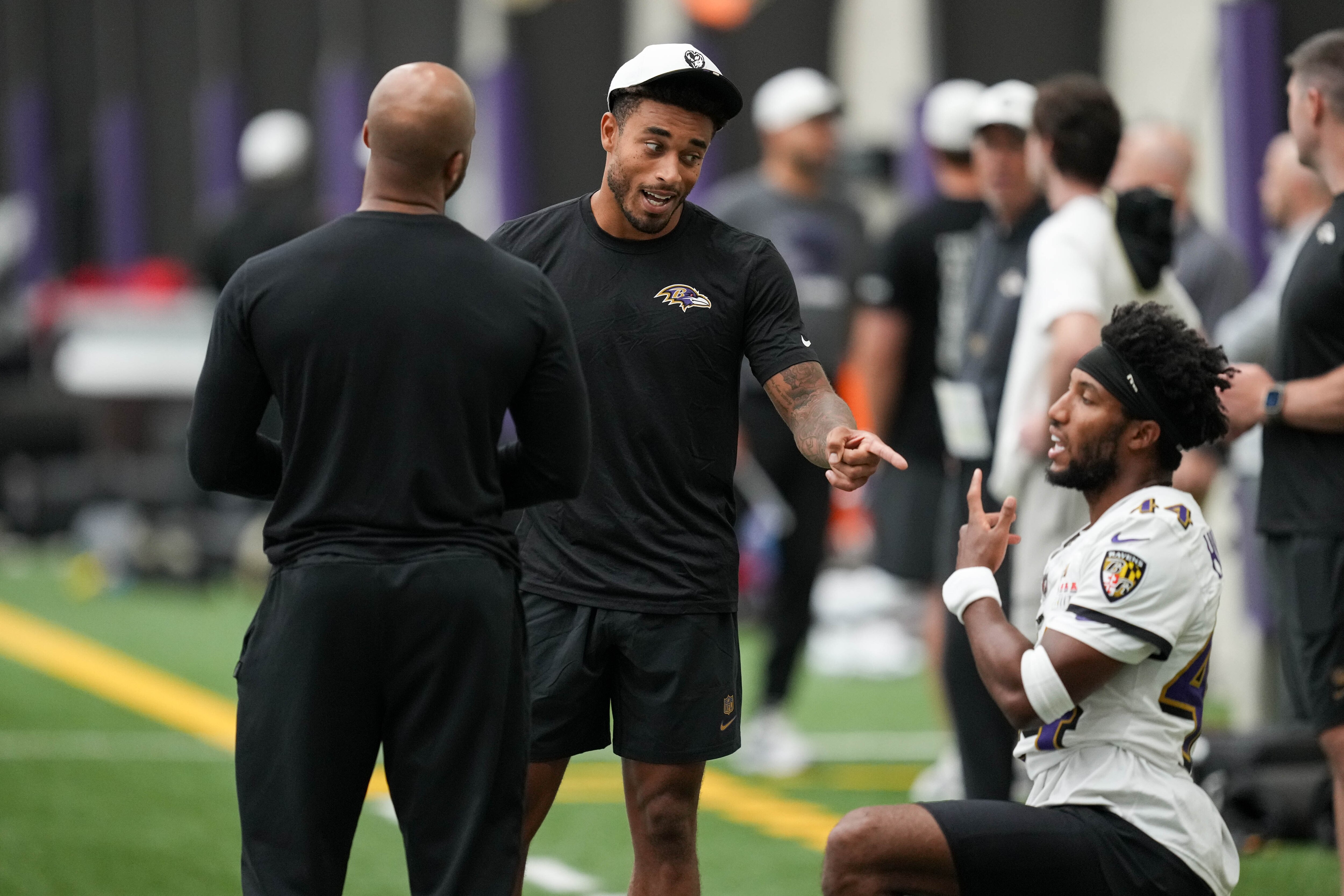 Newly signed Ravens cornerback Jaire Alexander (center) played 361 defensive snaps in seven games in 2024, limited by injuries.