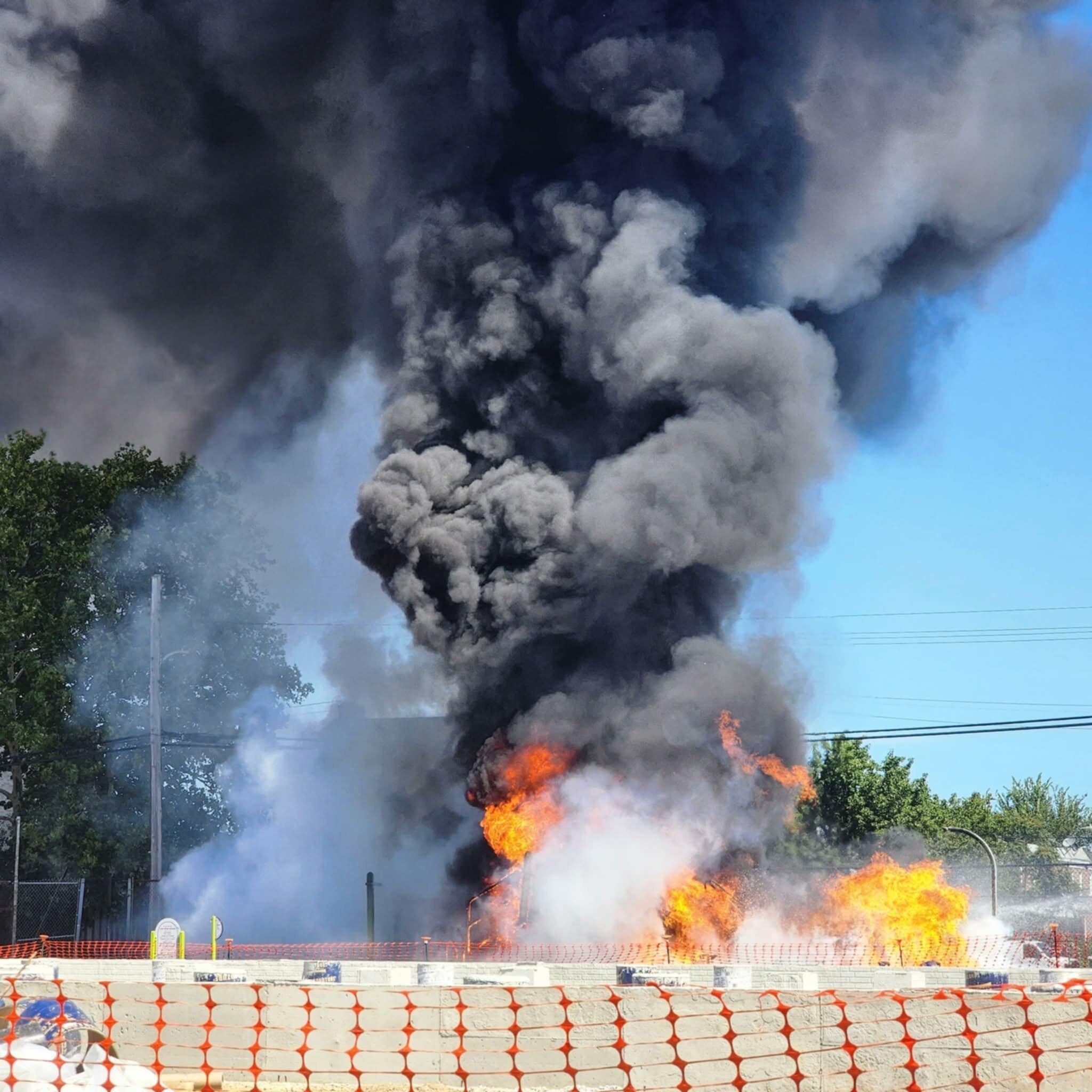 The playground at Maree Garnett Farring Elementary and Middle School on fire Aug. 23. It was rebuilt in recent years due to arson.