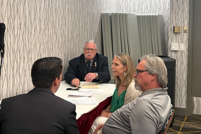 SATURDAY, MAY 30, 2026 - Ray Bocelli and Kate Strauch Sullivan deliberate along with the committee's non-voting member Jay Brown at the Holiday Inn Timonium on Saturday..