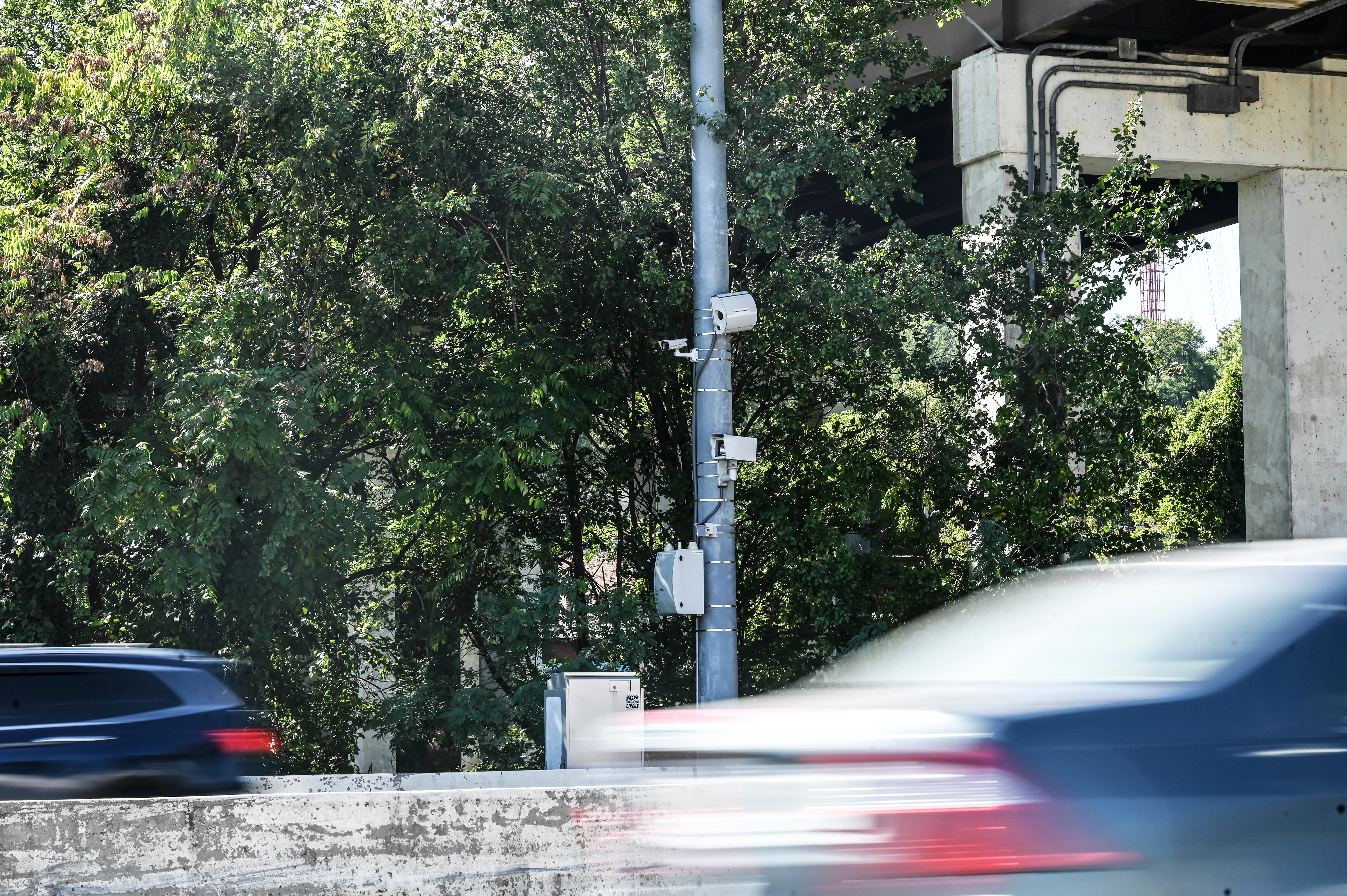 Weekend commuters zip past on of Baltimore City's speed camera on the Jones Falls Expressway on Sunday, October 1