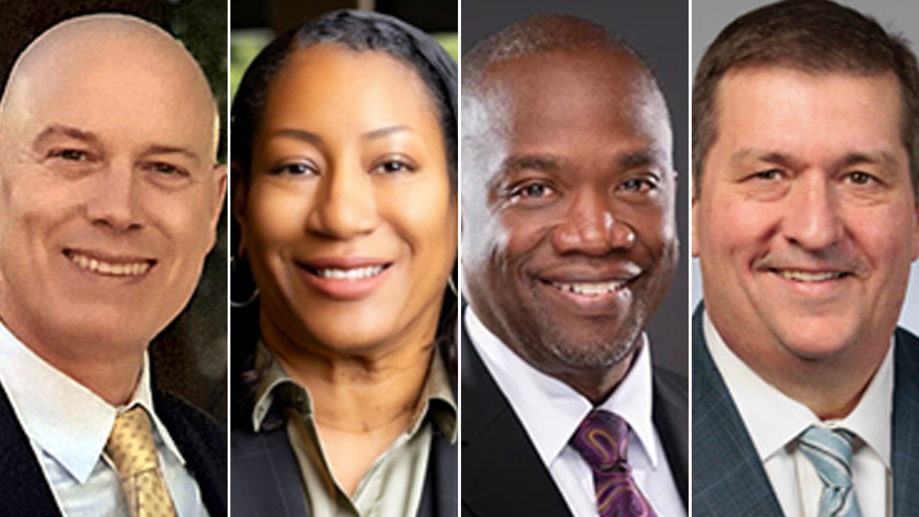 The four finalists for Baltimore County Public Schools superintendent, from left, Dr. William Heiser, Dr. Penelope Martin-Knox, Dr. Edward Ryans, and Dr. David Sovine,.