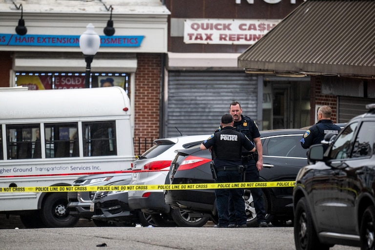 Baltimore PD officers respond to the scene of a police-involved shooting on the 1700 block of Pennsylvania Avenue on Thursday.