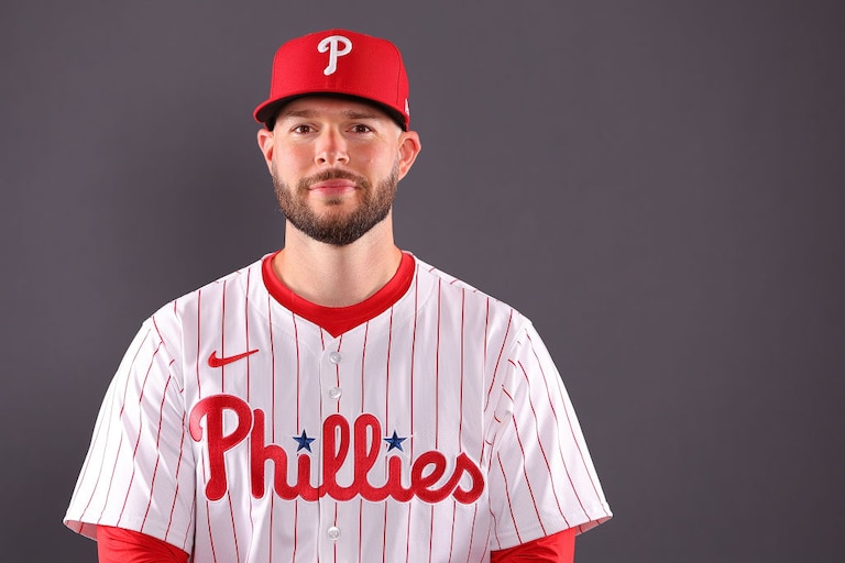 Assistant hitting coach Dustin Lind of the Philadelphia Phillies poses for a portrait during spring training 2024.