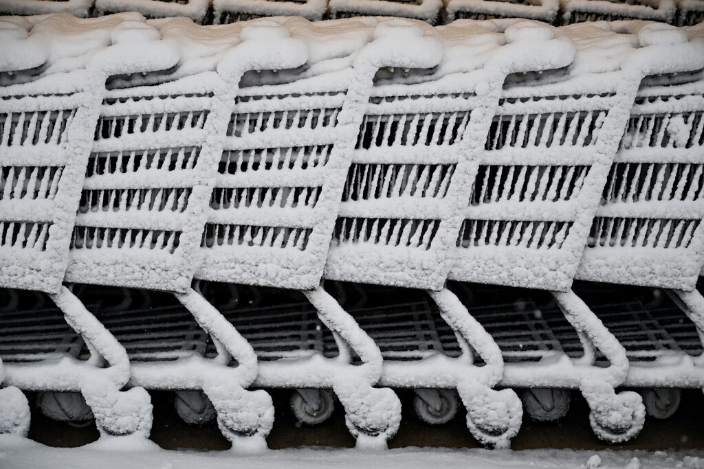 Shopping carts at the ACME grocery store on Coastal Highway in Ocean City on Monday.