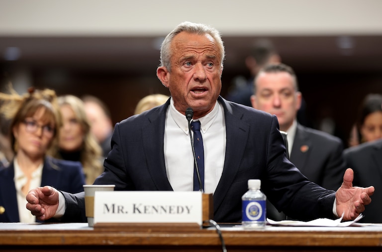 WASHINGTON, DC - JANUARY 29: Robert F. Kennedy Jr., U.S. President Donald Trump's nominee for Secretary of Health and Human Services testifies during his Senate Finance Committee confirmation hearing at the Dirksen Senate Office Building on January 29, 2025 in Washington, DC. In addition to meeting with the Senate Finance Committee, Kennedy will also meet with the Senate Health, Education, Labor and Pensions Committee tomorrow. (Photo by Win McNamee/Getty Images)