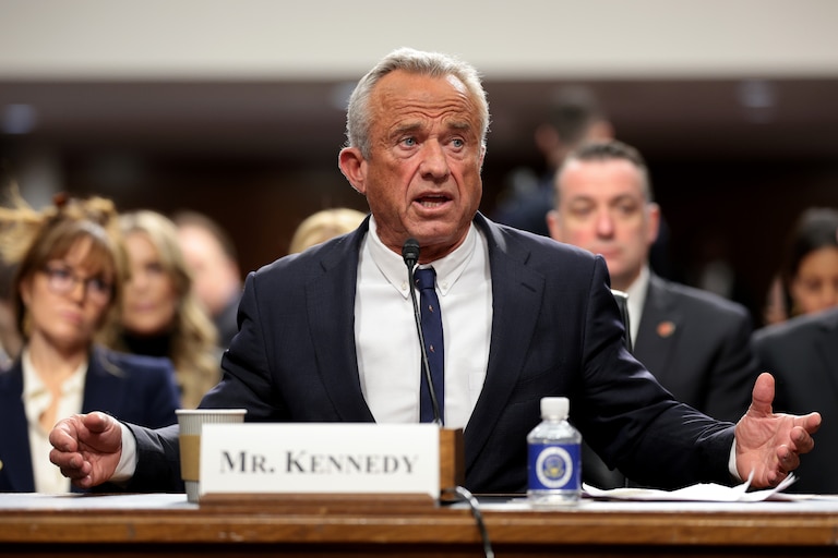 WASHINGTON, DC - JANUARY 29: Robert F. Kennedy Jr., U.S. President Donald Trump's nominee for Secretary of Health and Human Services testifies during his Senate Finance Committee confirmation hearing at the Dirksen Senate Office Building on January 29, 2025 in Washington, DC. In addition to meeting with the Senate Finance Committee, Kennedy will also meet with the Senate Health, Education, Labor and Pensions Committee tomorrow. (Photo by Win McNamee/Getty Images)