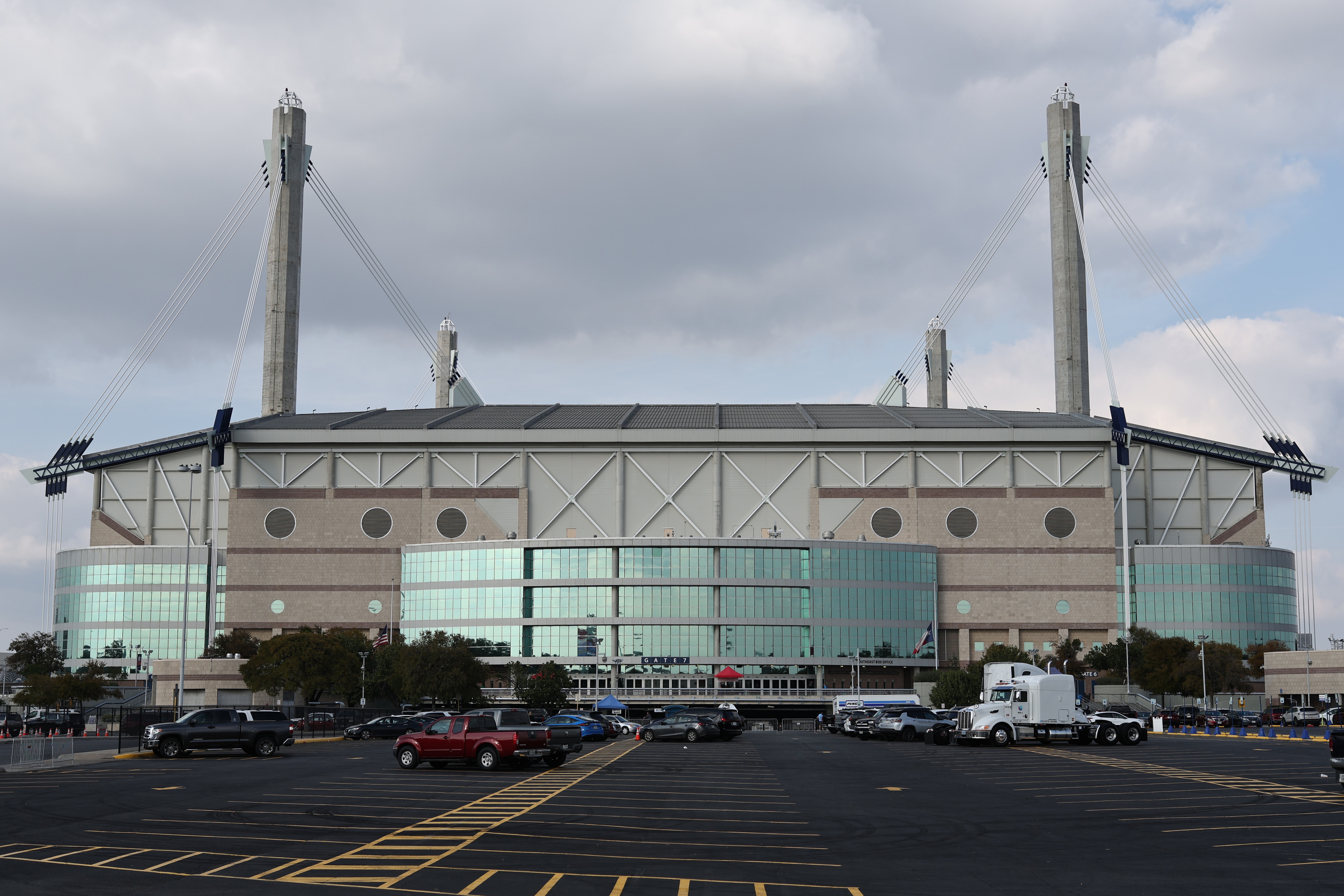 SAN ANTONIO, TEXAS - NOVEMBER 18: A general exterior view of the Alamodome prior to the international friendly match between Mexico and Paraguay at the Alamodome on November 18, 2025 in San Antonio, Texas.  (Photo by Omar Vega/Getty Images)