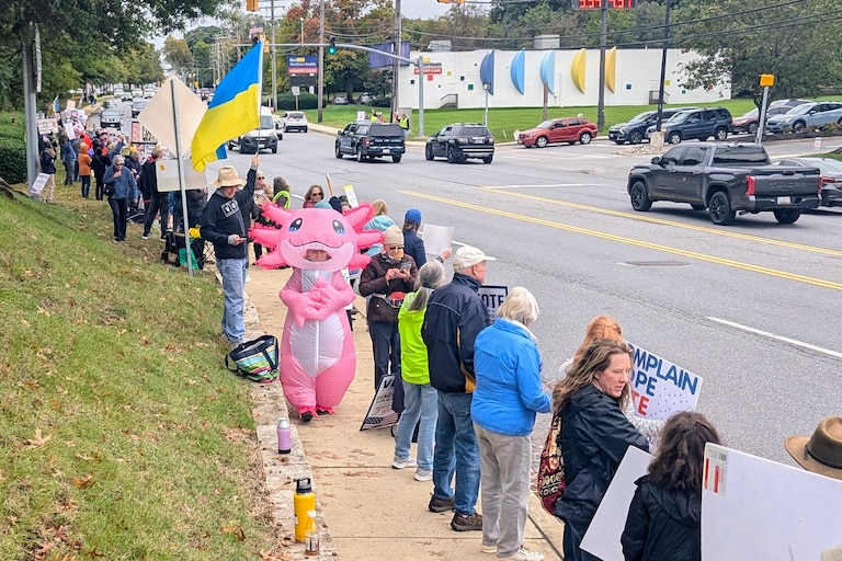 There's always someone dressed as a unicorn, a Pokémon, Lady Liberty or a witch. Costumed protesters were part of the show Saturday at the No Kings rally in Annapolis.