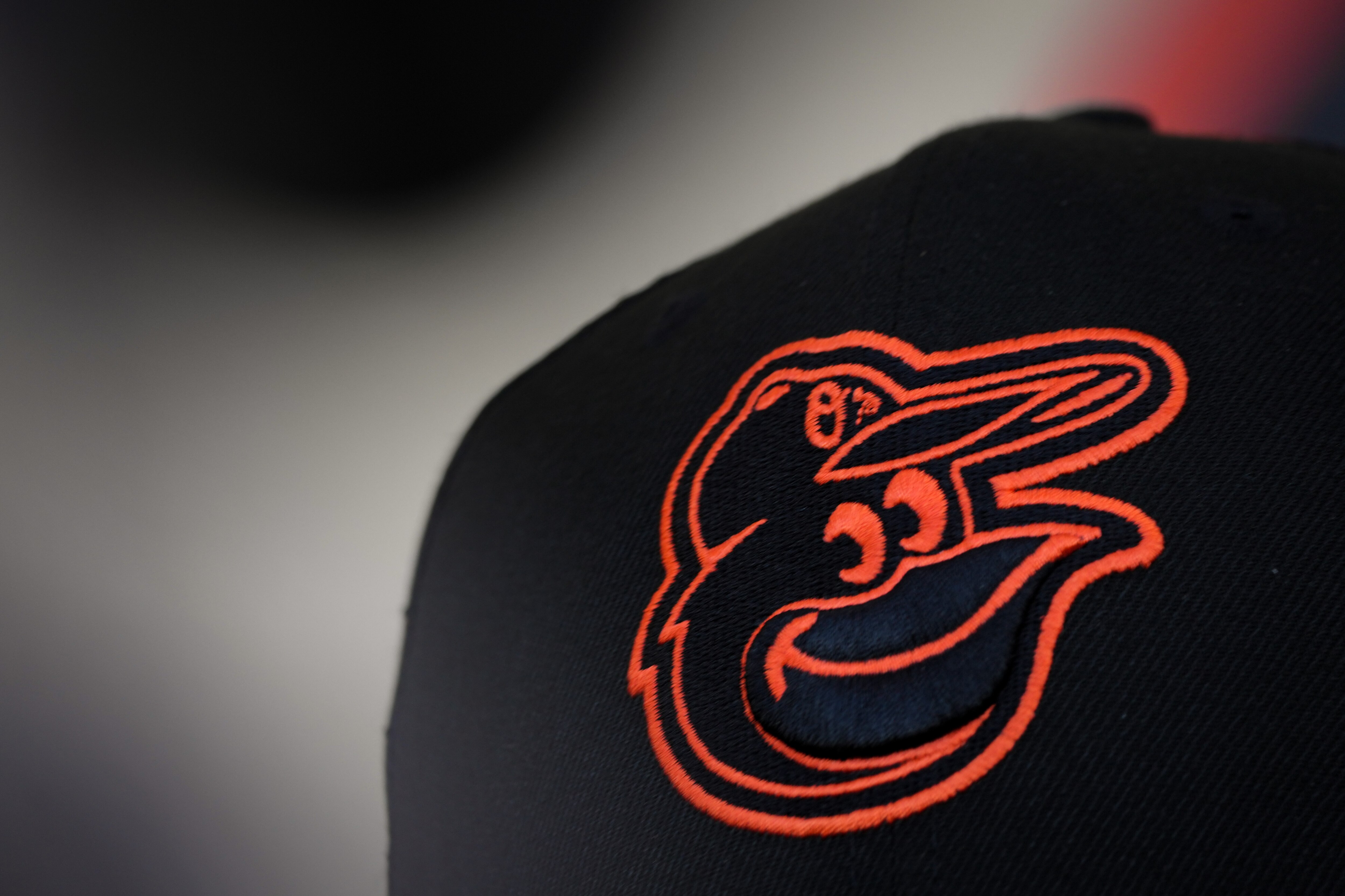 Orioles Manager Brandon Hyde’s hat with the Orioles logo at Ed Smith Stadium in Sarasota on 2/22/23.