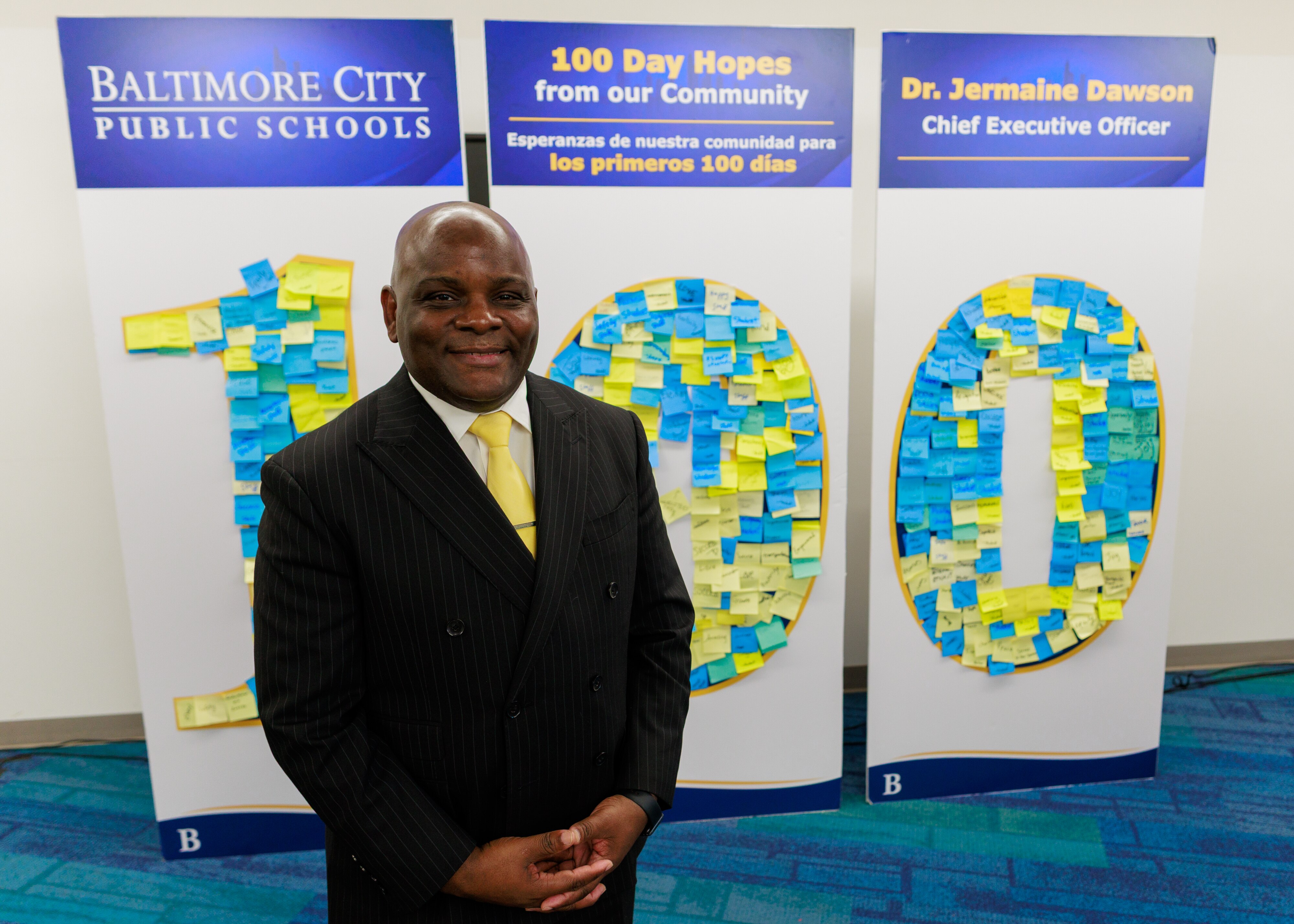 Jermaine Dawson shared what he learned during his First 100 Days Listening and Learning Tour, highlighting the hopes, priorities and shared vision that will help shape the district’s future at Graceland Park/O'Donnell Heights Elementary/Middle School.