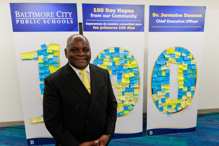 Jermaine Dawson shared what he learned during his First 100 Days Listening and Learning Tour, highlighting the hopes, priorities and shared vision that will help shape the district’s future at Graceland Park/O'Donnell Heights Elementary/Middle School.