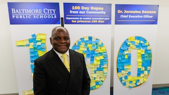 Jermaine Dawson shared what he learned during his First 100 Days Listening and Learning Tour, highlighting the hopes, priorities and shared vision that will help shape the district’s future at Graceland Park/O'Donnell Heights Elementary/Middle School.