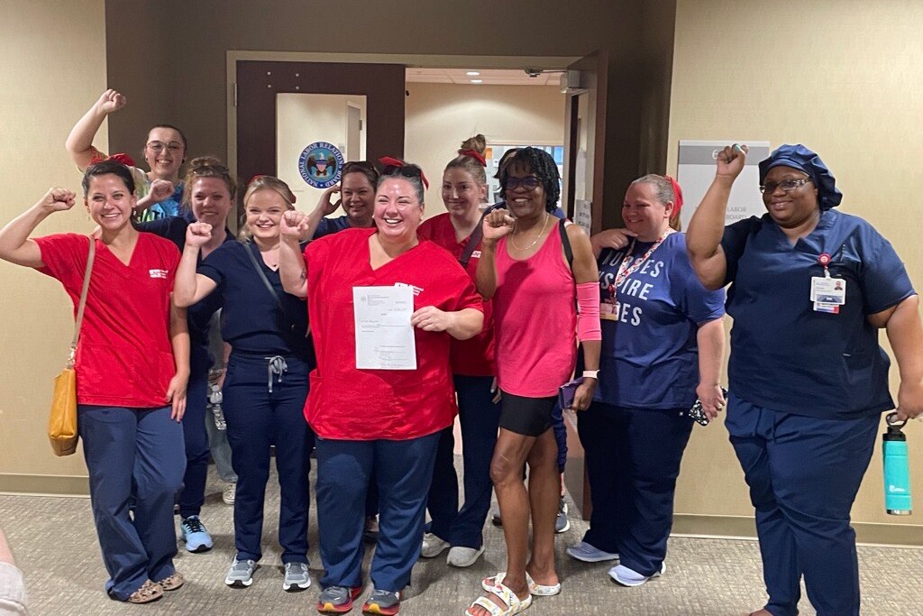 Nurses at Saint Agnes Ascension after they filed for union recognition.
