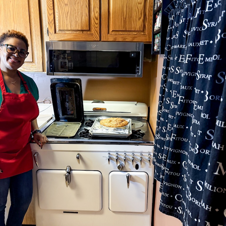 Thais Jackson, of Thais Pies in Windsor Mill, started baking on her home Chambers stove.