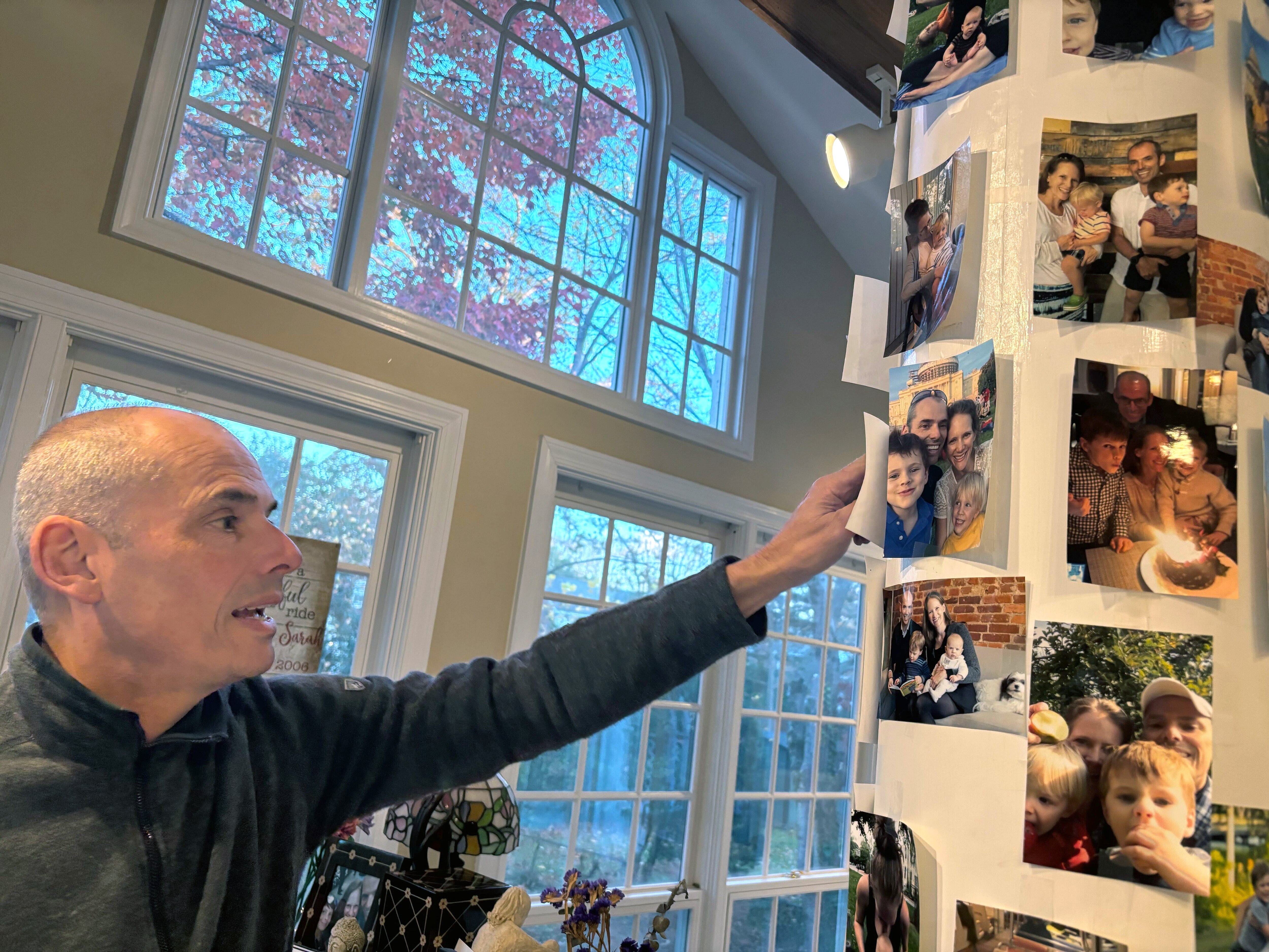 Daniel Langenkamp and his children have displayed photos of Sarah on this pillar since her death.