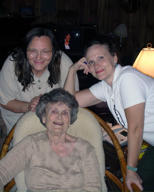 Claudia Bismark, right, with her mother, Bernetta, center, and her sister, Anne, at a 2011 Family Reunion in Erwin Tennessee.