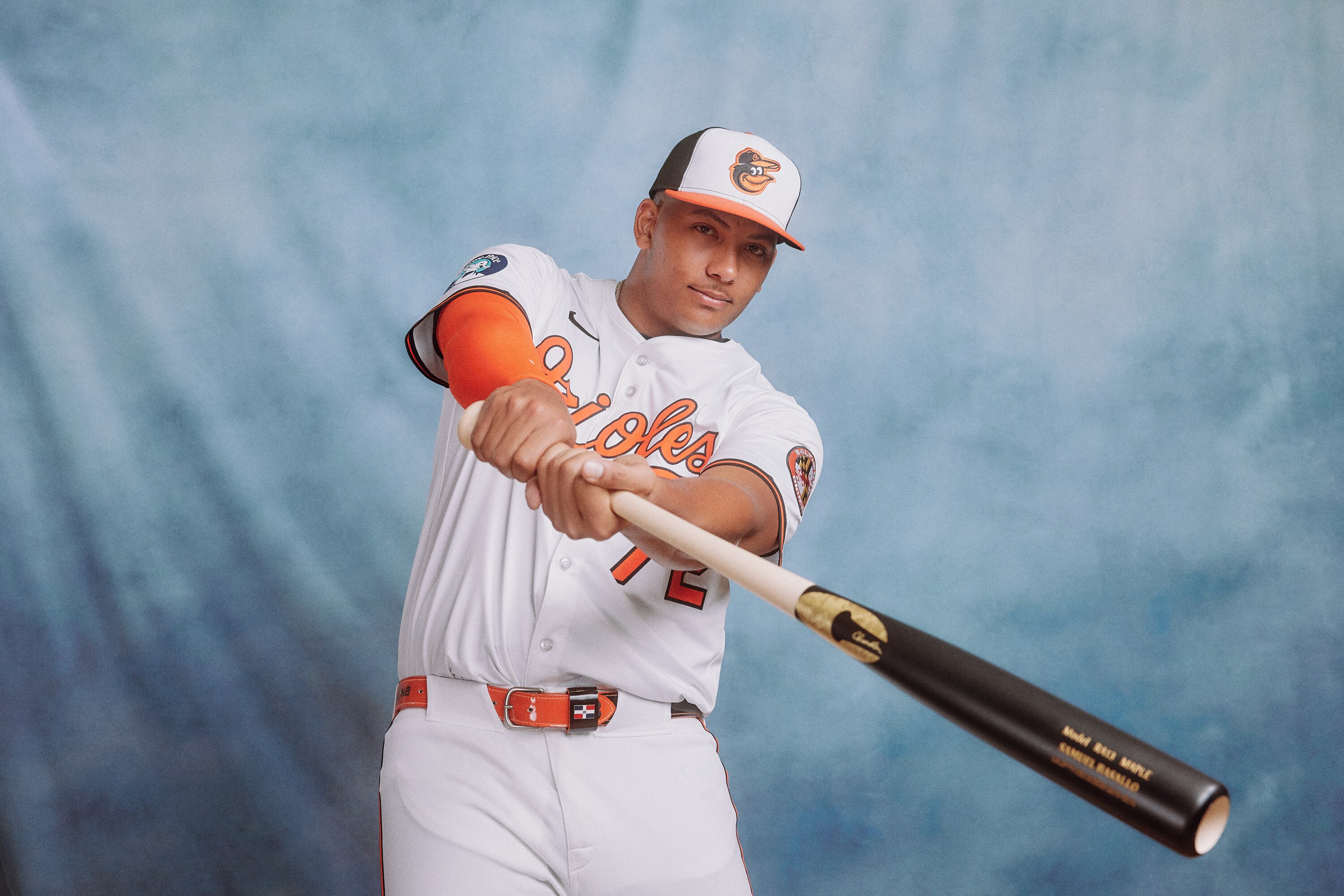 Orioles catcher Samuel Basallo photographed during the 2025 Baltimore Orioles Media Day at spring training.