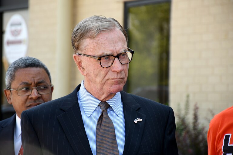 WEDNESDAY, JUNE 17, 2026 - Ed Hale Sr., Republican candidate for governor, holds a press conference in Rosedale on Wednesday to denounce ads from the Maryland Democratic Party and Gov. Wes Moore that aim to influence the GOP primary.