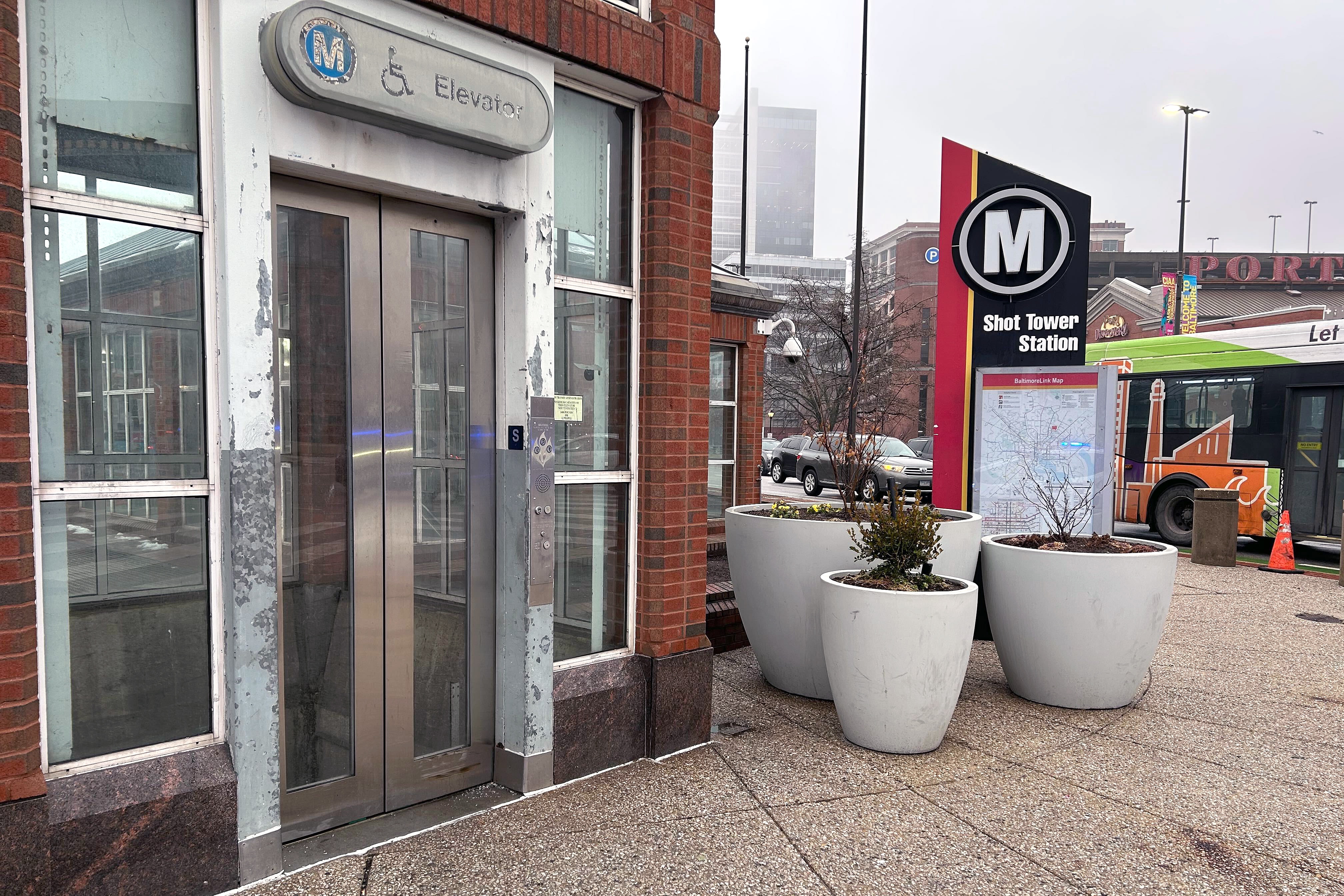 MARCH 3, 2026 - 700 block of East Baltimore Street at Shot Tower Station in Baltimore. A man died after being struck by a Maryland Transit Administration train on Tuesday.