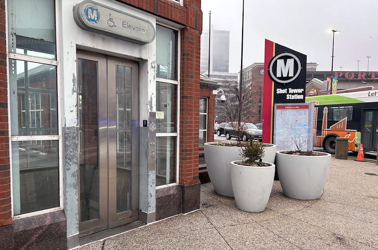 MARCH 3, 2026 - 700 block of East Baltimore Street at Shot Tower Station in Baltimore. A man died after being struck by a Maryland Transit Administration train on Tuesday.