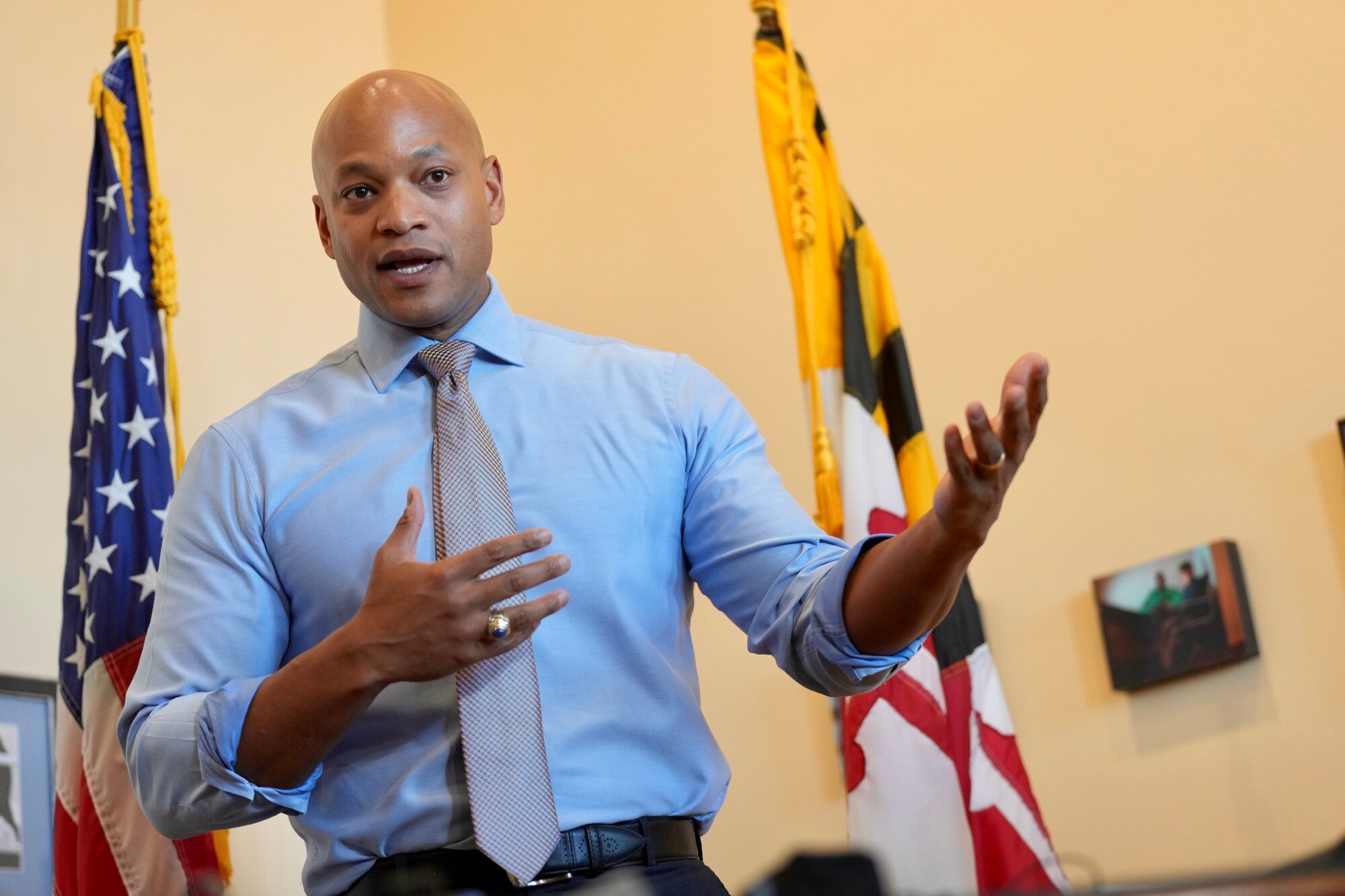 Maryland Gov. Wes Moore pledged to put his array of investments and business interests into a blind trust in order to avoid conflicts of interest. (Kaitlin Newman / The Baltimore Banner)