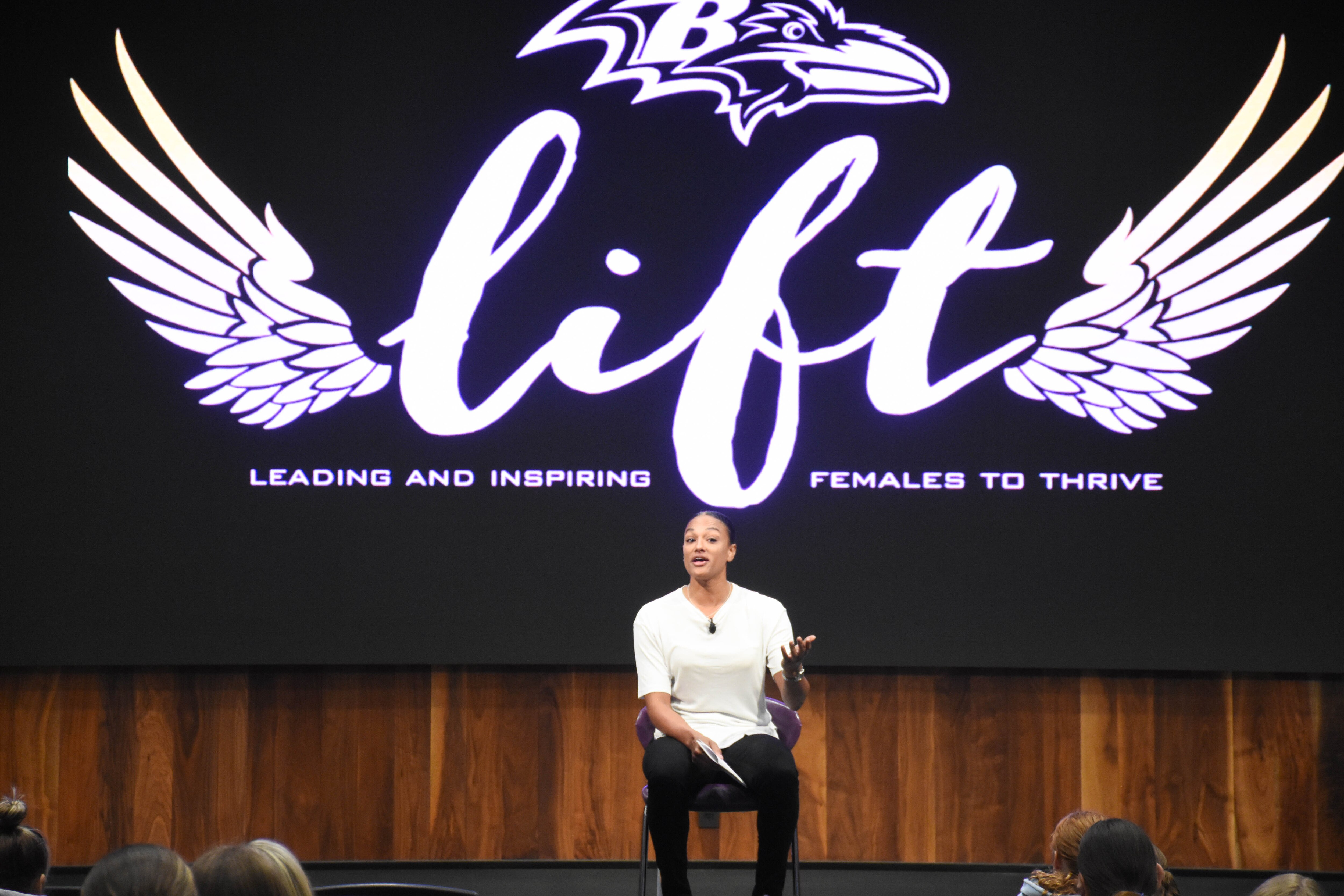On the 18th anniversary of her national championship with the University of Maryland's basketball team, Marissa Coleman gave back by speaking to local female athletes at the Ravens LIFT Conference in Owings Mills on Thursday, April 4, 2024.