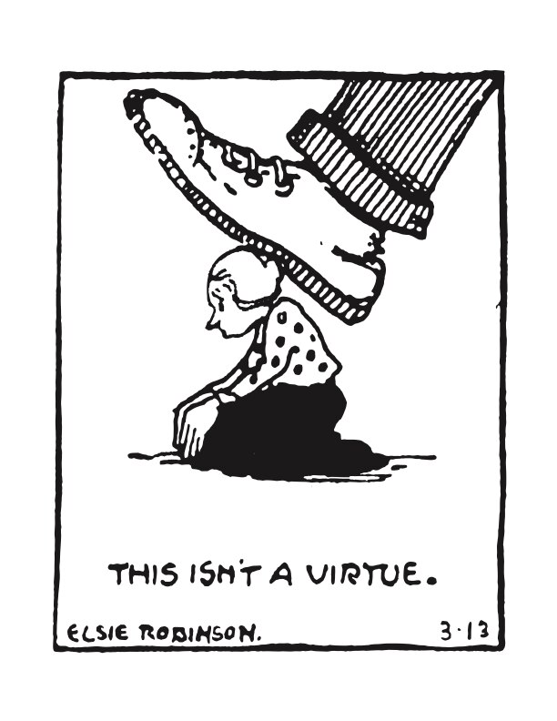 One of the hand-drawn political cartoons of Elsie Robinson, who at one time in the 1920s was read by 20 million readers across the country.