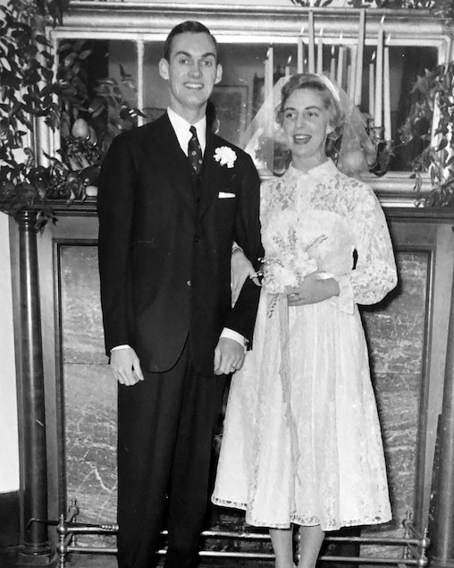 Lottie Shivers, right, on her wedding day with her husband, Frank, in 1950.