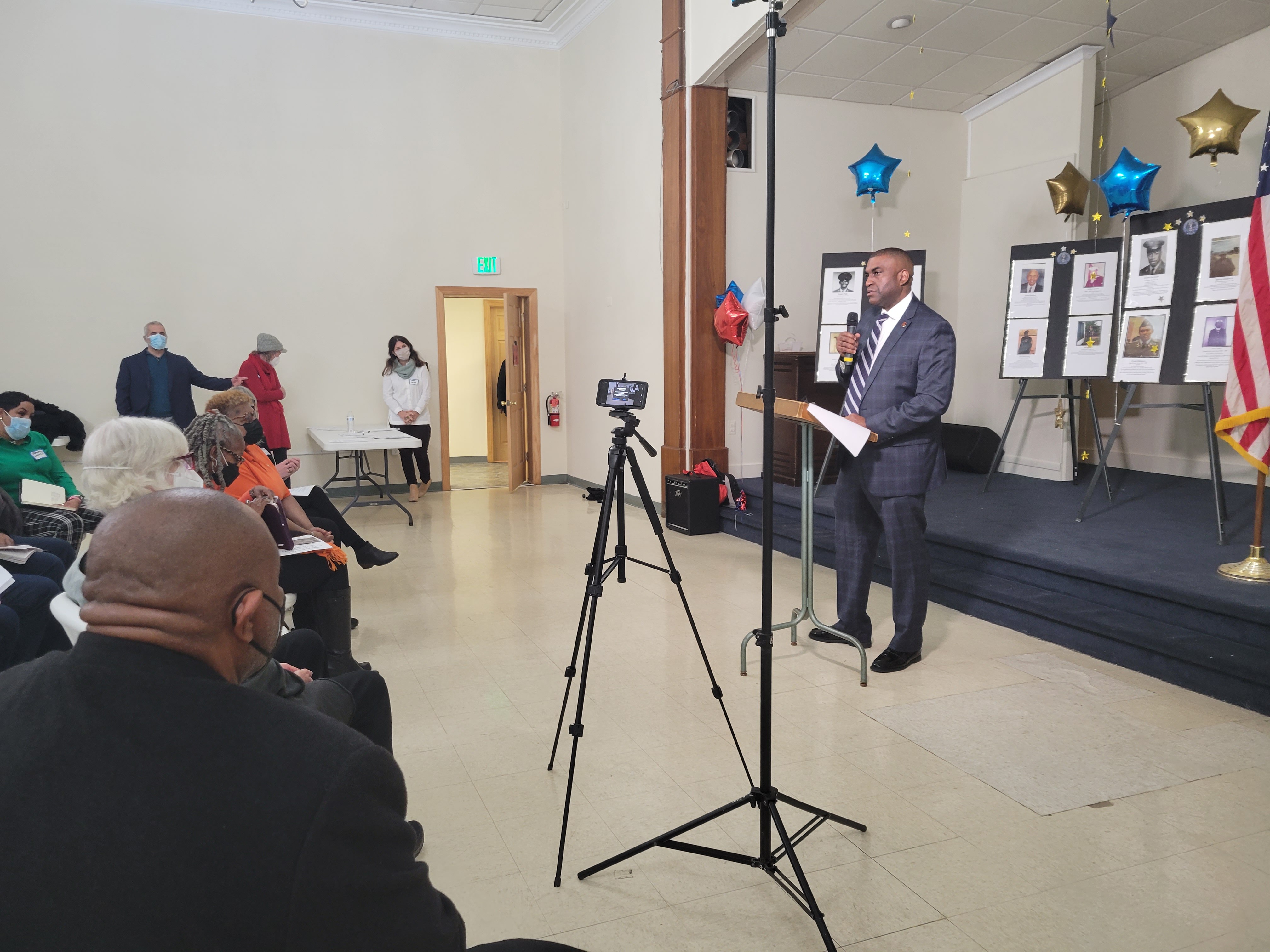 Ryan Coleman, president of the Randallstown NAACP, addresses the audience at the first Baltimore County Education Justice Table at the Union Bethel African Methodist Episcopal Church.