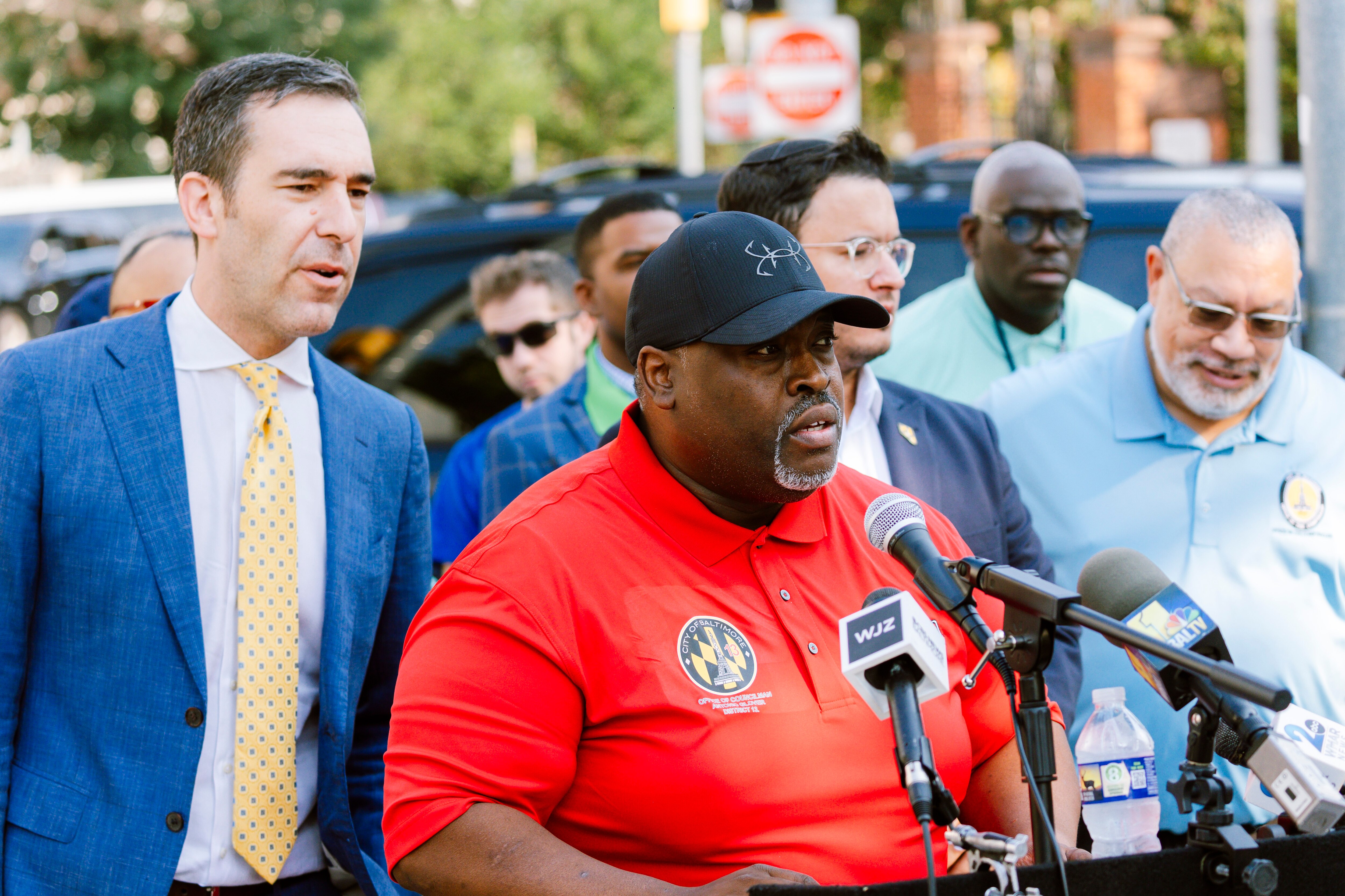 Baltimore council members and AFSCME Council 3 leaders held a press conference demanding better protections for workers after the heat-related death of a Department of Public Works employee.