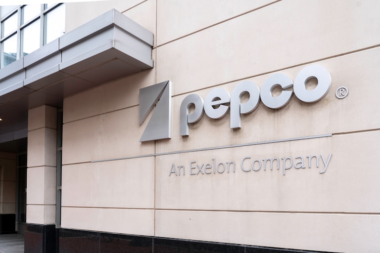 Pepco office entrance in Washington, DC. Pepco is a unit of Exelon Corporation, the nation’s leading energy provider.