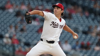 Washington Nationals pitcher Andrew Alvarez throws during the second inning against the Houston Astros.