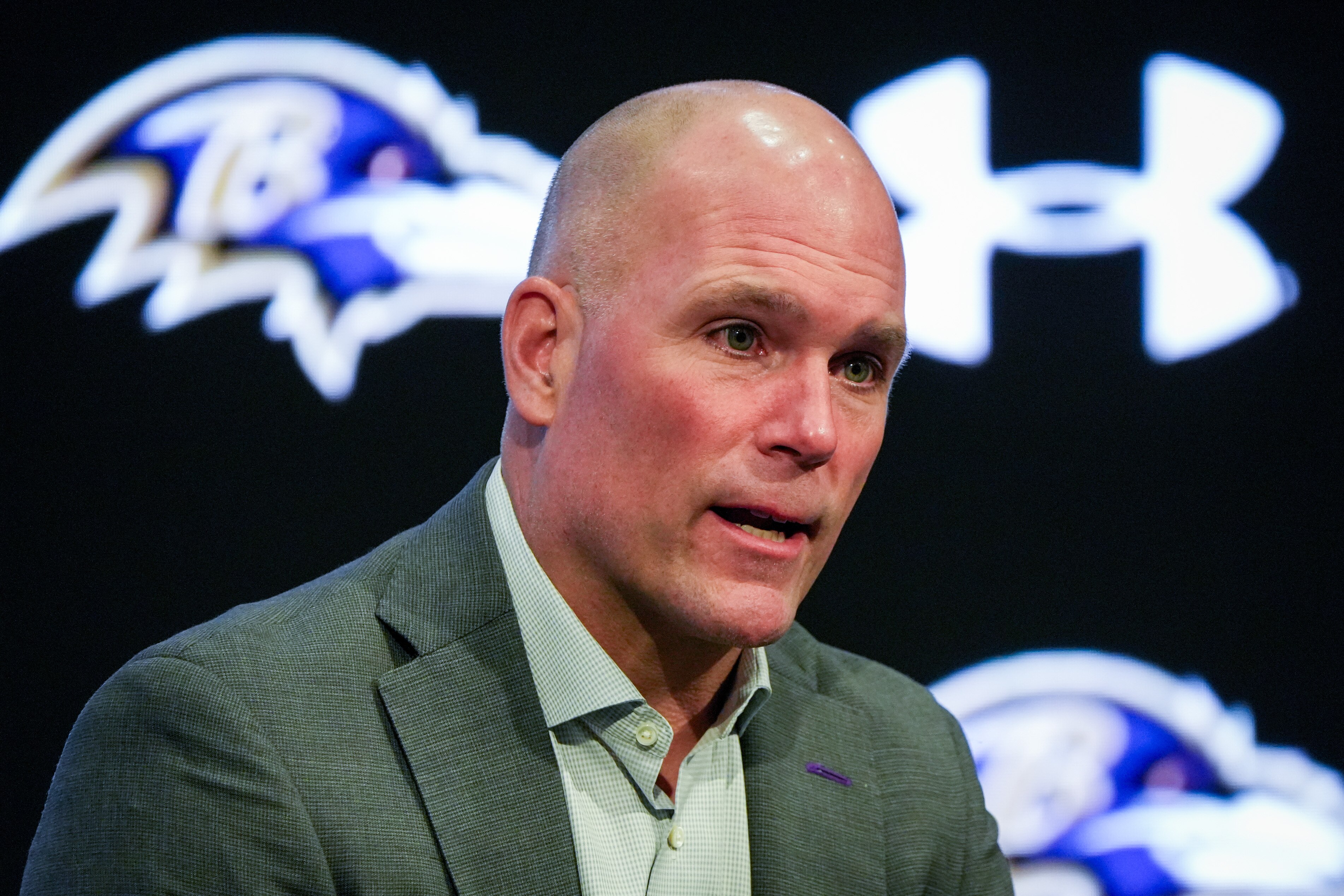 Ravens general manager Eric DeCosta will get a look at draft prospects this week at the NFL scouting combine.