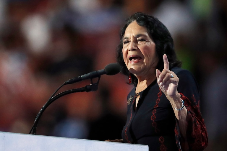 Civil rights leader Dolores Huerta speaks during the final day of the Democratic National Convention in Philadelphia, July 28, 2016.